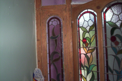 Lead glass door before painting